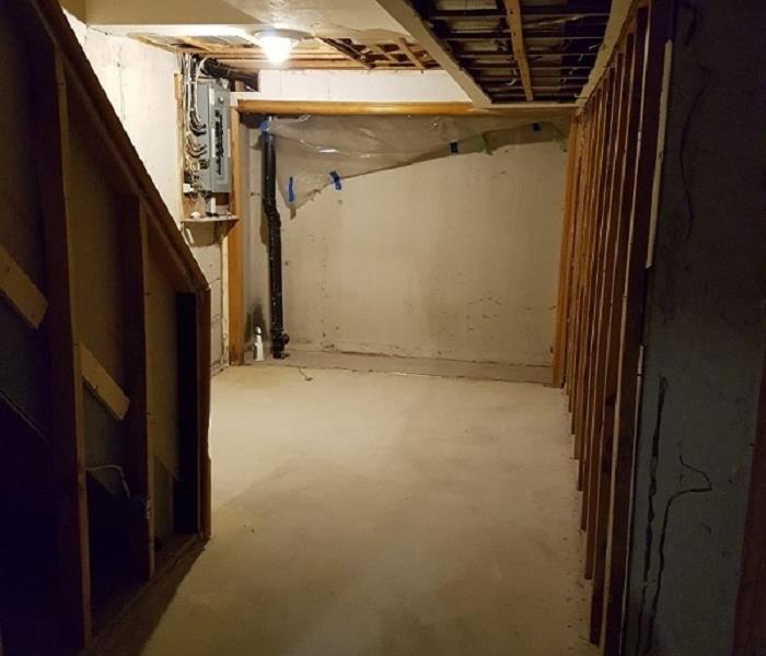 basement with wood stud walls